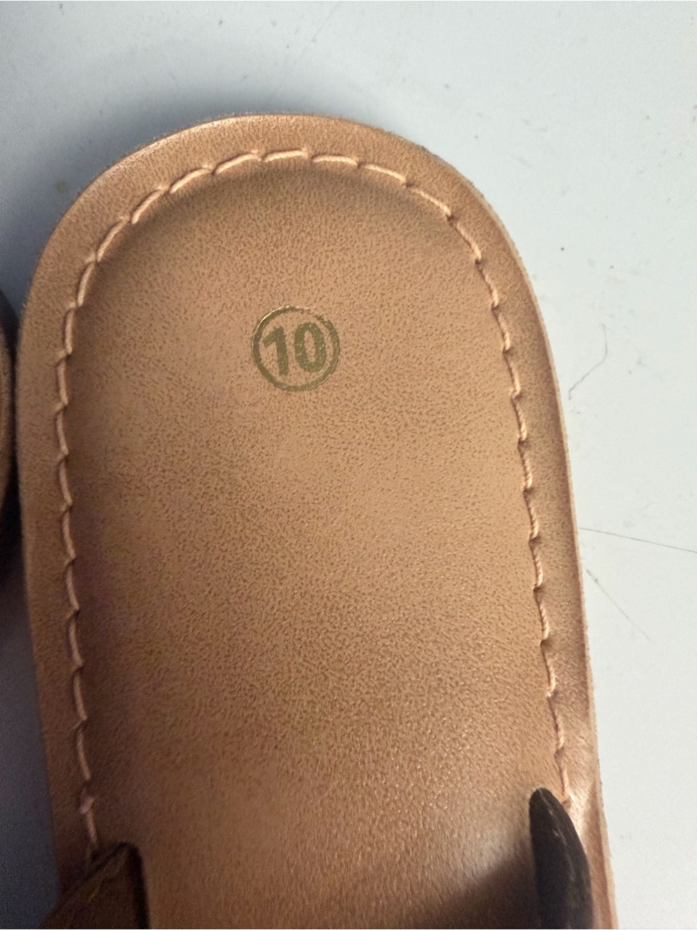 Beaded Tan Leatherette Toe-Post Sandals with Turquoise Accents - Picture 2 of 3